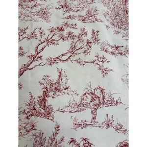 Vintage Red Toile Valance Set of 3 French Country Scenic Cotton Curtains